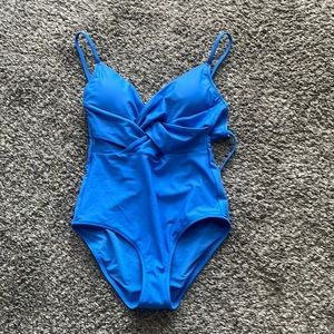 NWT Aerie Blue Twist halter one piece size S